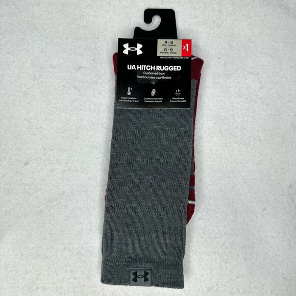 Under Armour Boot Socks Hitch Rugged Crew 1 Pair Cushioned 1292920 Size 4-8 - Picture 1 of 4